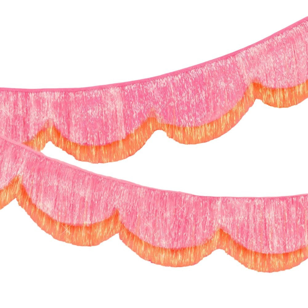 Pink Orange Scallop Fringe Banner