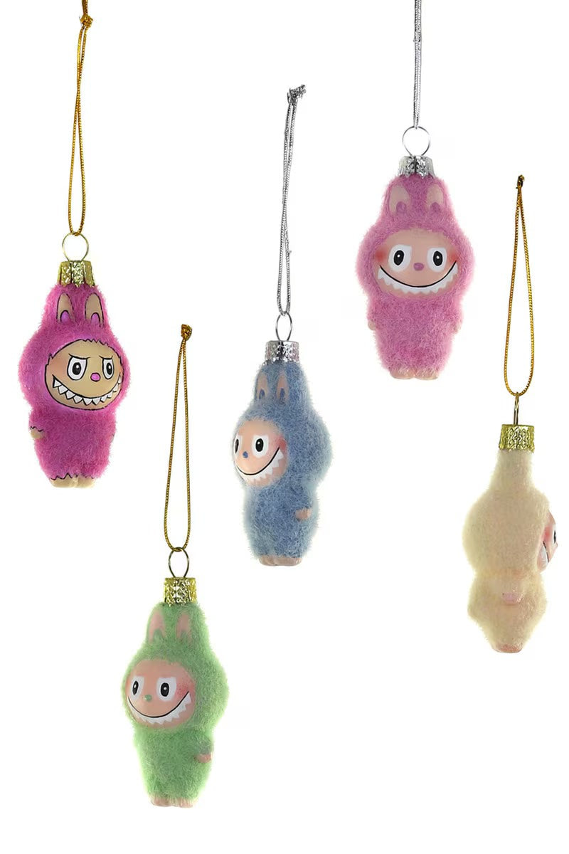 Mini Fuzzy Monster Labubu-Inspired Glass Ornament by Cody Foster