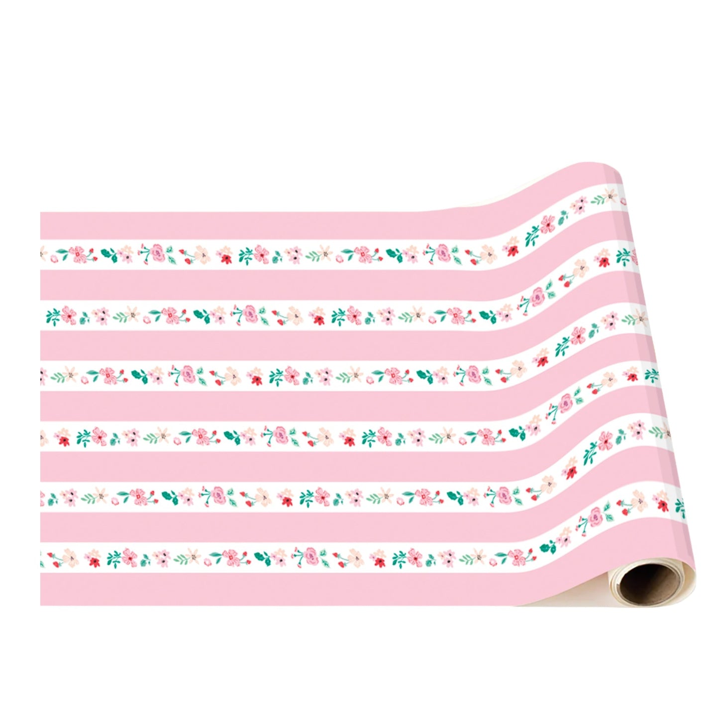 Pink & Red Floral Stripe Table Runner