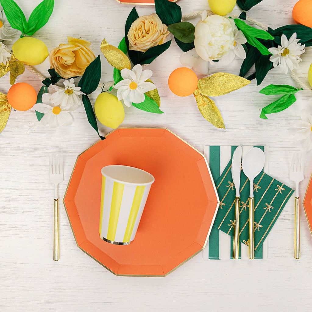 Soleil Yellow Signature Cabana Stripe Cups