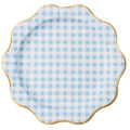 Elegant Sky Blue Gingham Dinner Plates