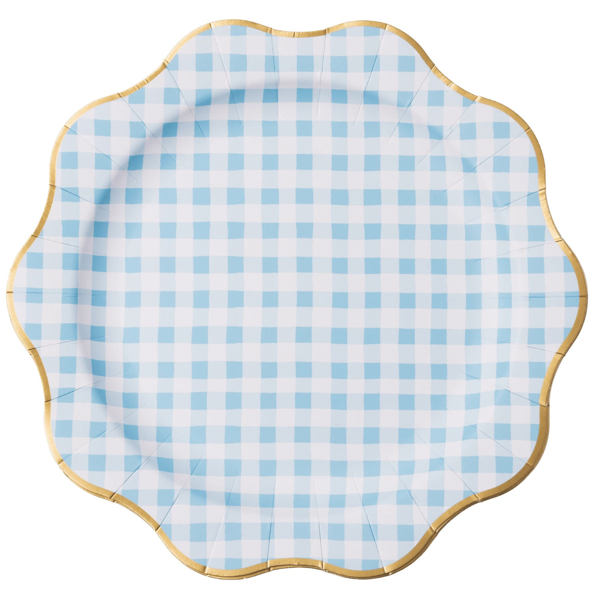 Elegant Sky Blue Gingham Dinner Plates