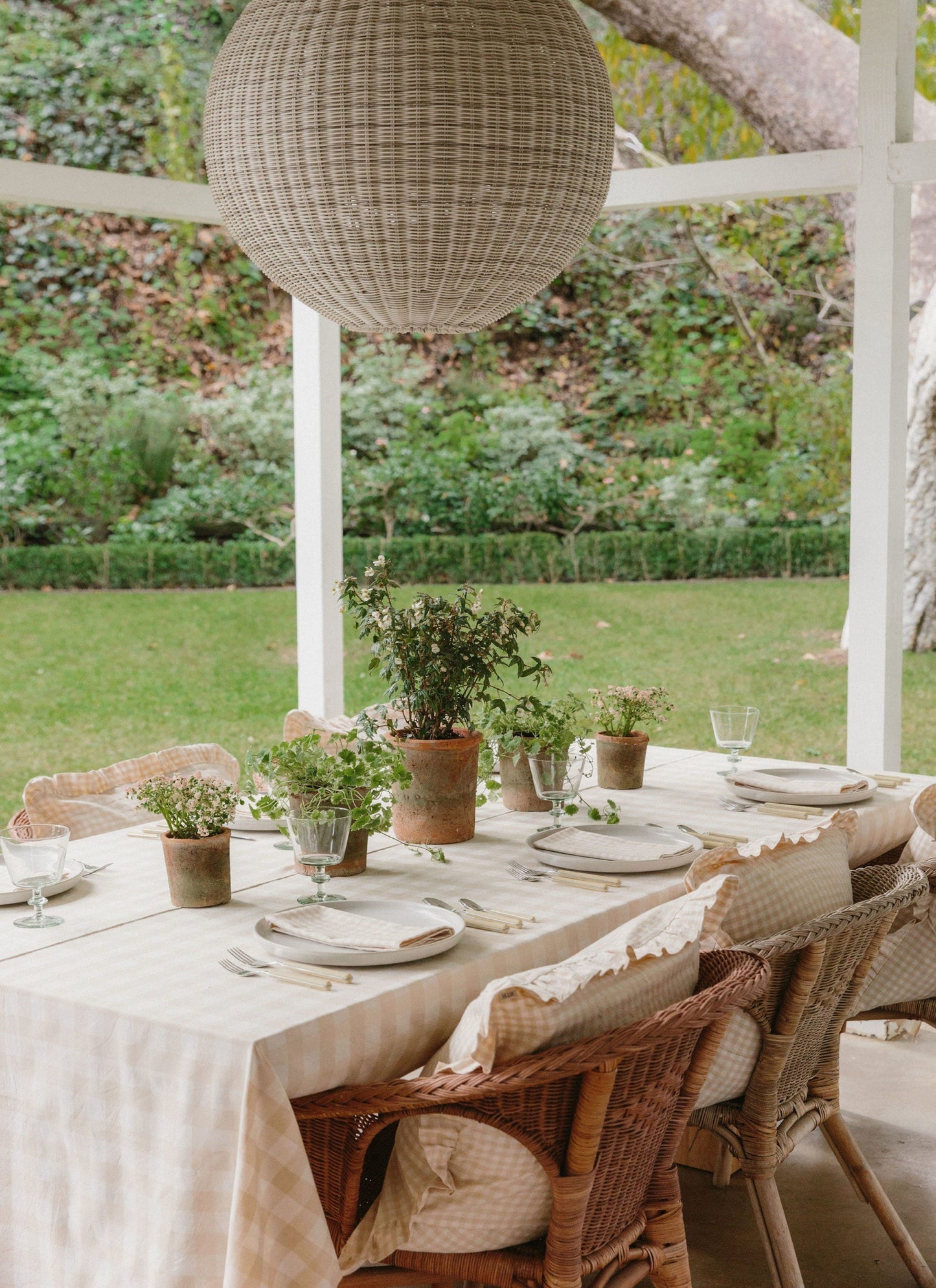 Gingham Cream Tablecloth