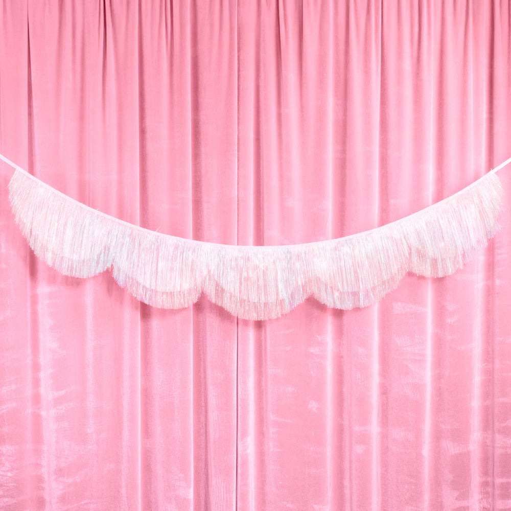 White Scalloped Fringe Banner