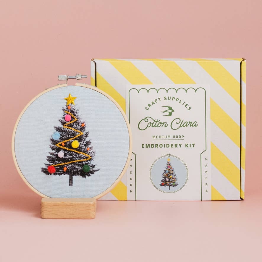Christmas Tree Embroidery Hoop Kit: Light Blue