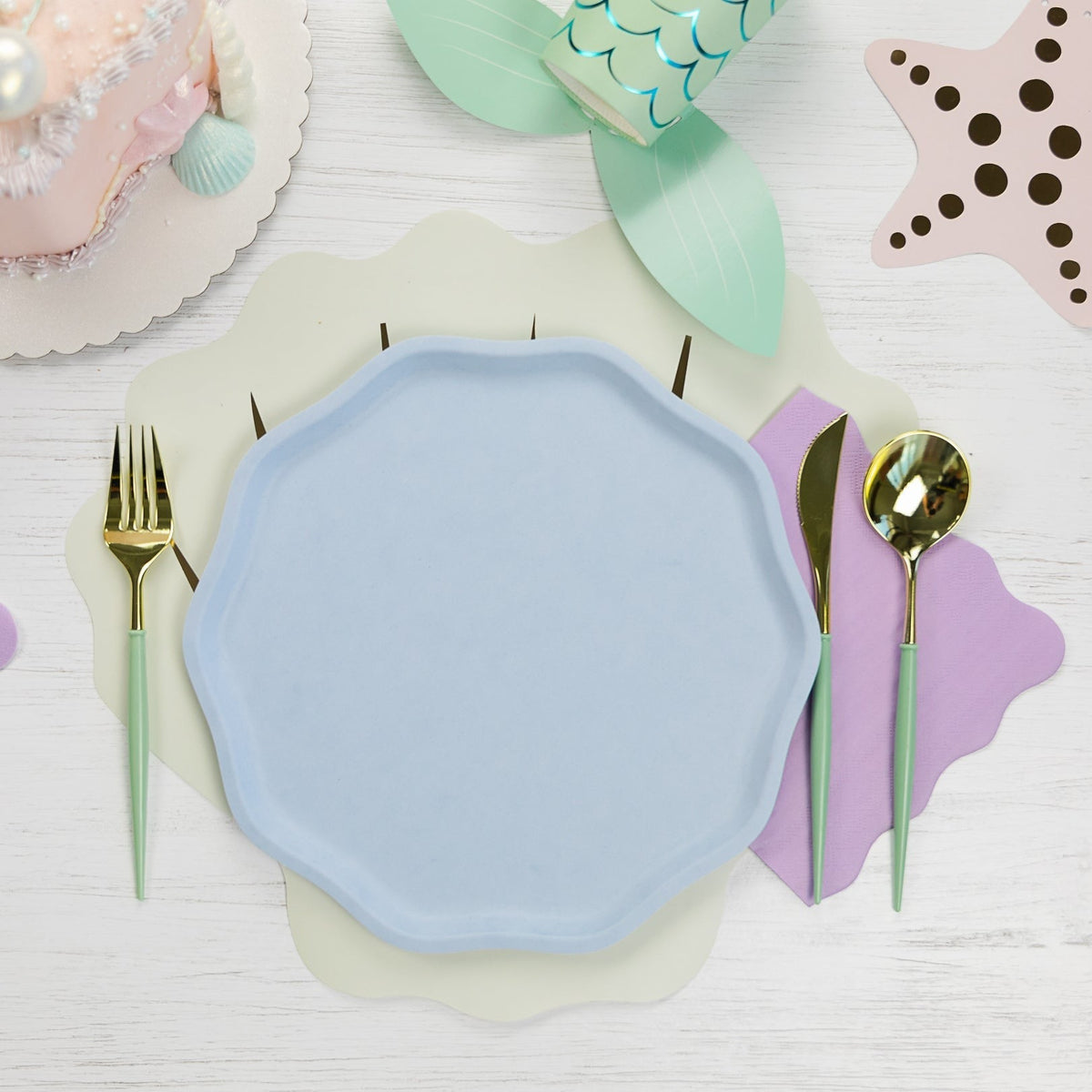 Sky Blue Compostable Dinner Plates