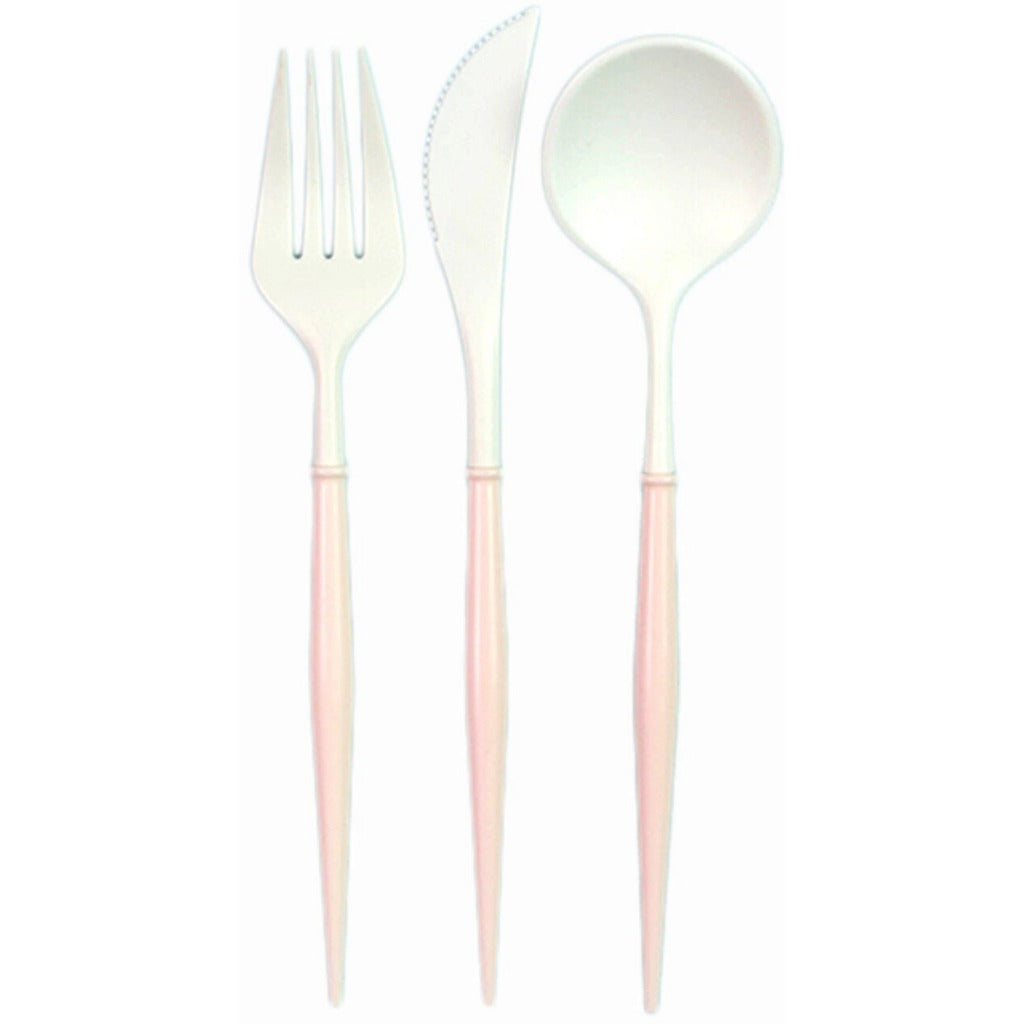 Fancy Blush Pink and White Cutlery