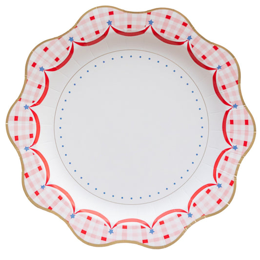 Red Gingham 4th of July Dinner Plates