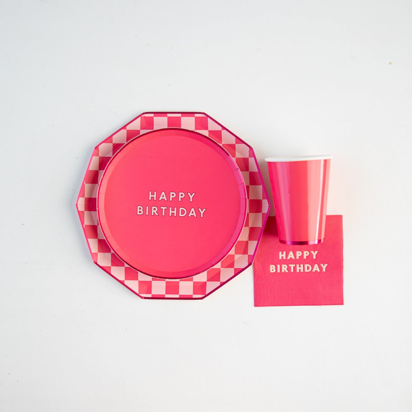 Haute Pink Signature Checker Large Plates