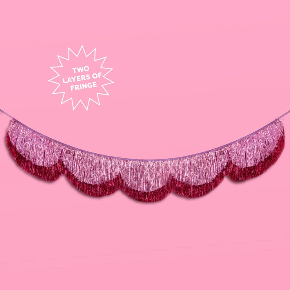 Pink Scalloped Fringe Banner
