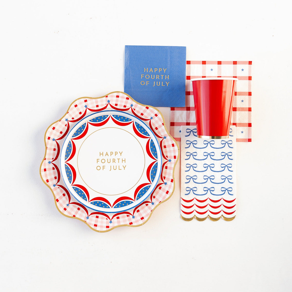 Red Gingham 4th of July Large Napkins