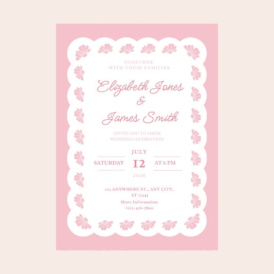 Petal Pink Lacy Floral Digital Party Invitation Download