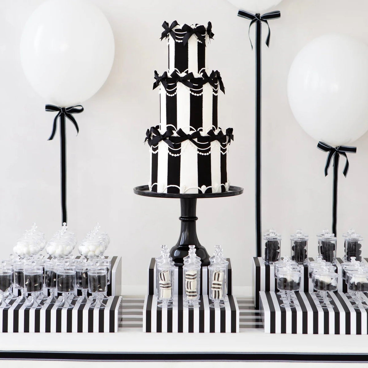 Large Black Noir Pedestal Melamine Cake Stand