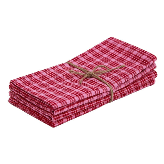 Katherine Plaid Red & Pink Napkins