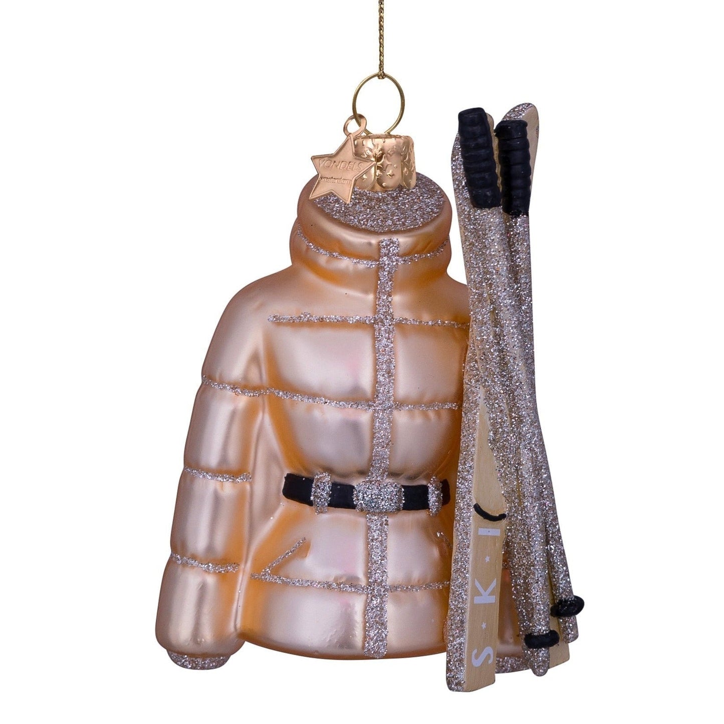 Gold Ski Jacket Glass Ornament