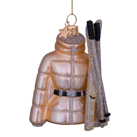 Gold Ski Jacket Glass Ornament