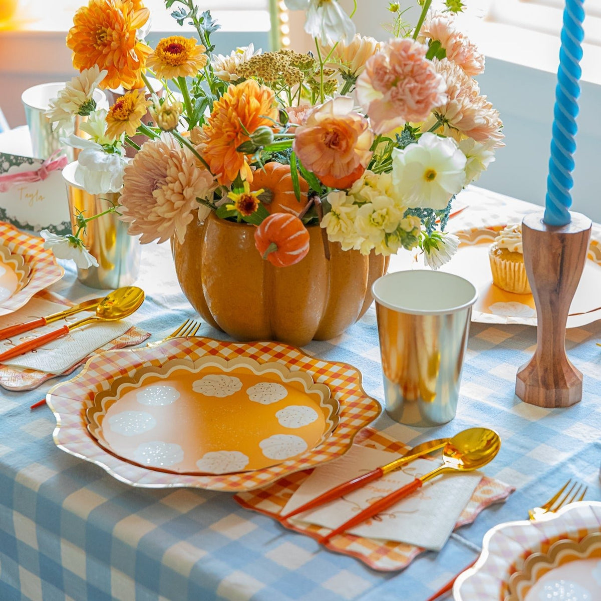 Elegant Fall Plaid Dinner Napkins