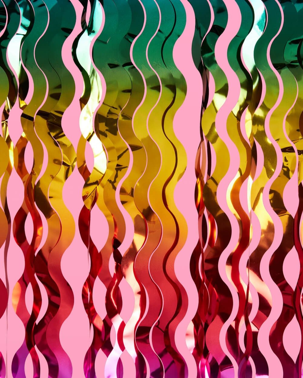 Rainbow Wavy Foil Fringe Curtain Backdrop