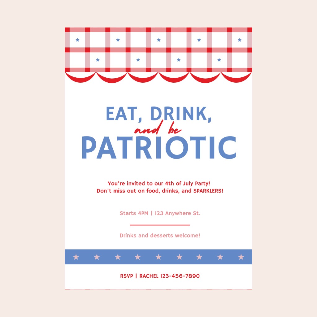 Eat, Drink, and Be Patriotic Digital Party Invitation Download