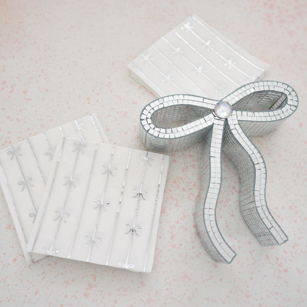Silver Signature Bow Small Napkins