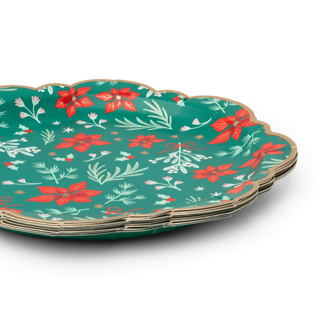 Christmas Floral Green Classic Dinner Plates