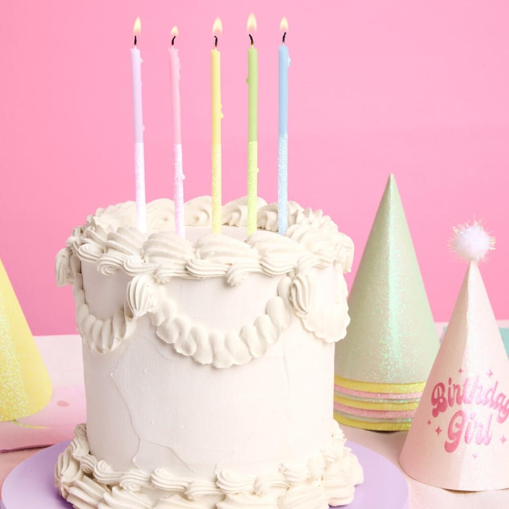 Pastel Glitter Candles
