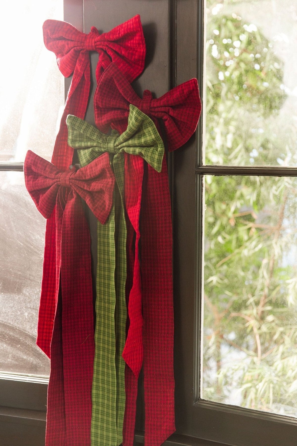 Katherine Plaid Evergreen Fabric Bow