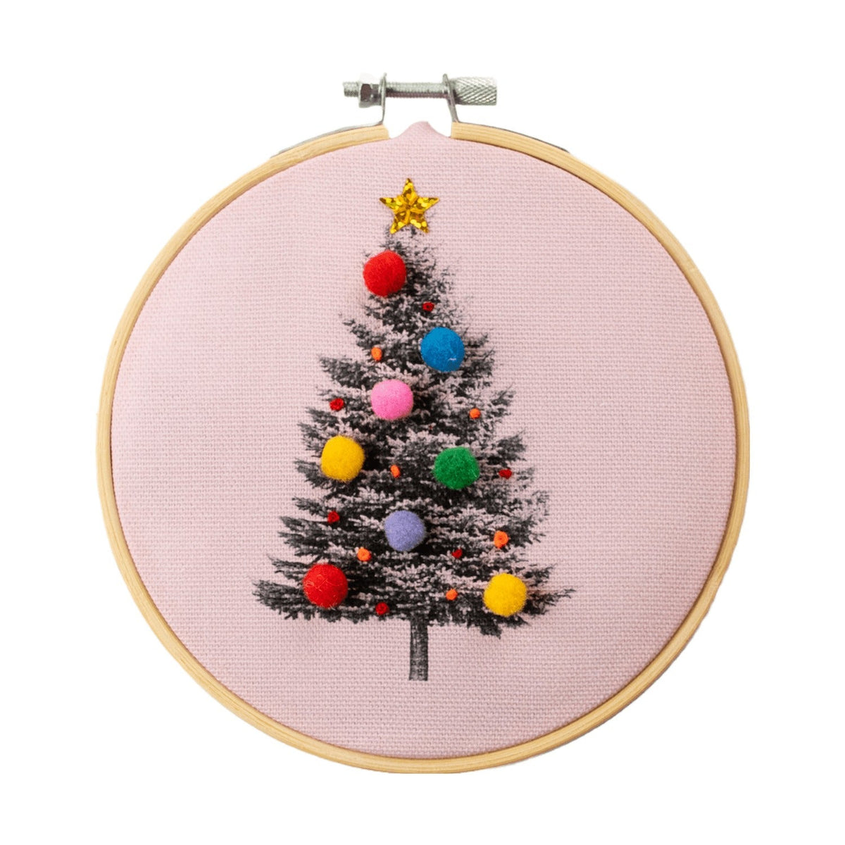 Christmas Tree Embroidery Hoop Kit: Light Blue