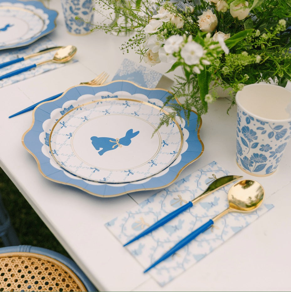 Belle Blue Elegant Floral Dinner Plates