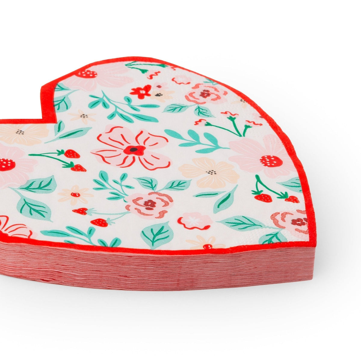 Pink & Red Floral Heart Large Napkins