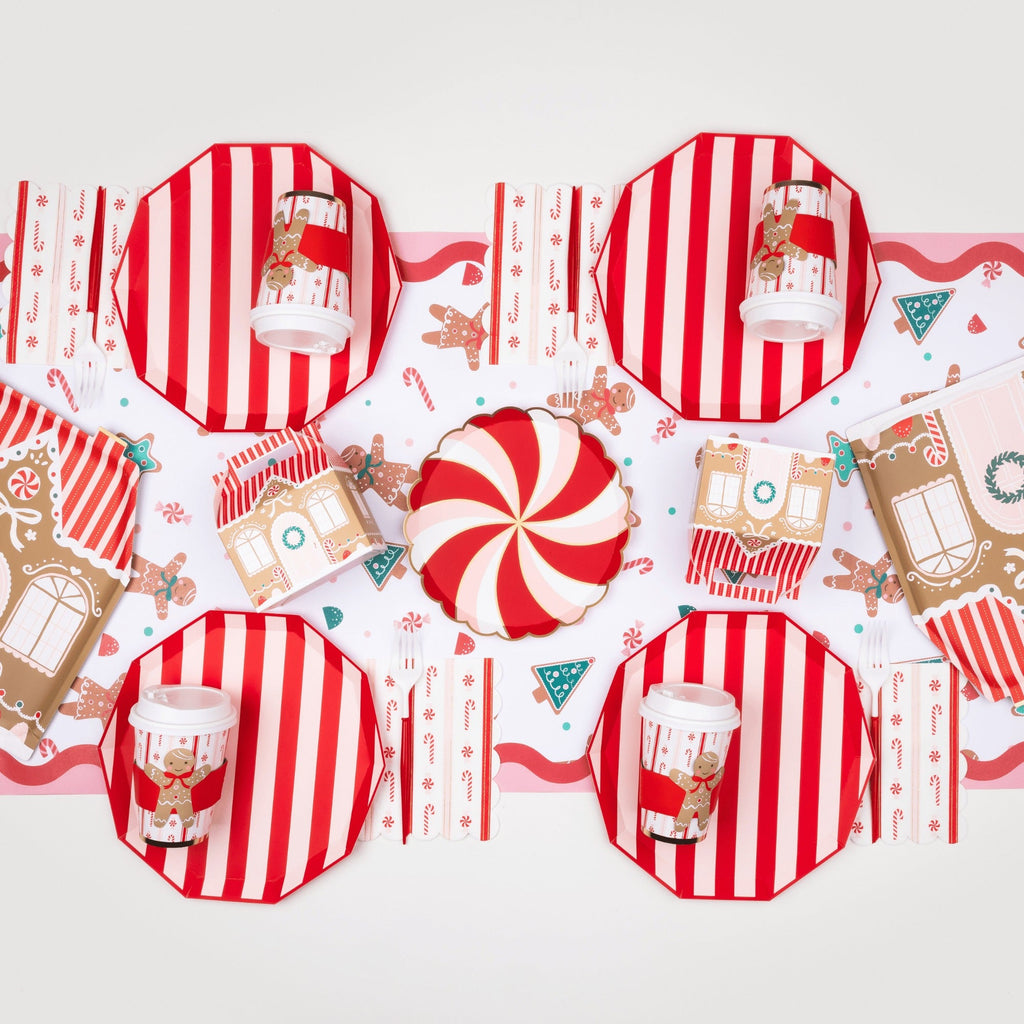Christmas Peppermint Candy Large Scalloped Napkins
