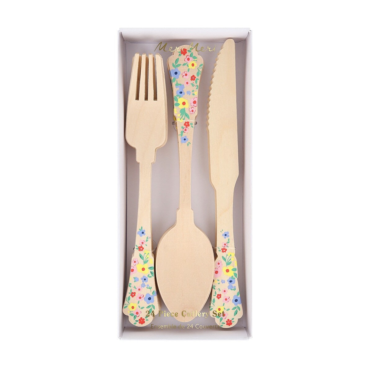 Elegant Floral Wooden Cutlery