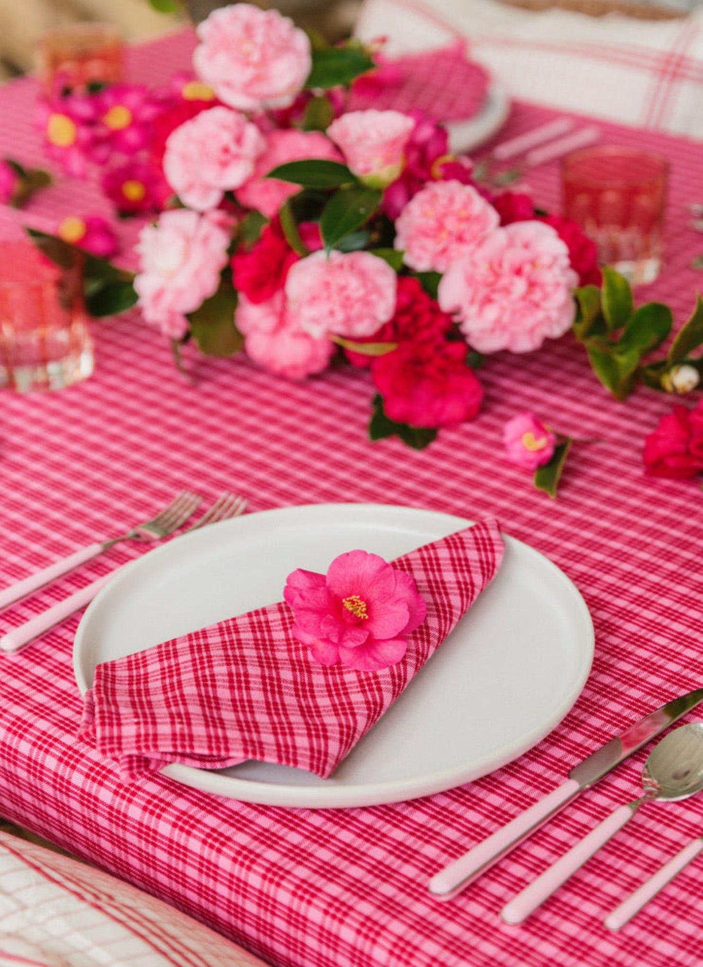 Katherine Plaid Red & Pink Napkins