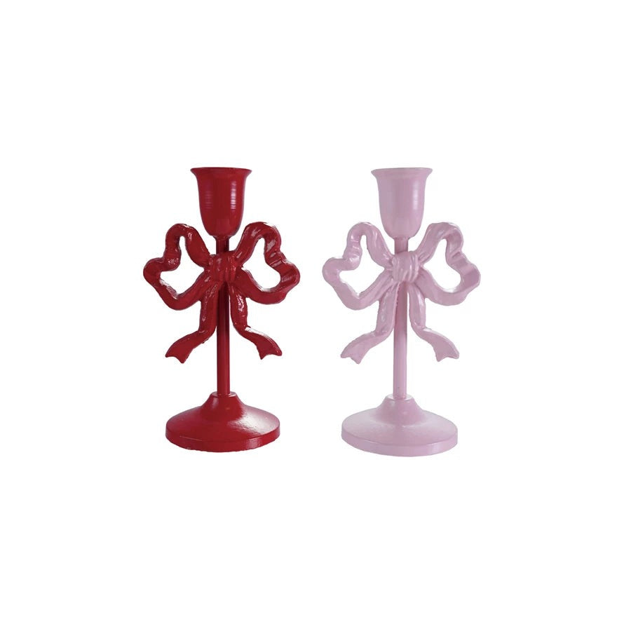 Medium Cast Iron Bow Taper Candle Holder