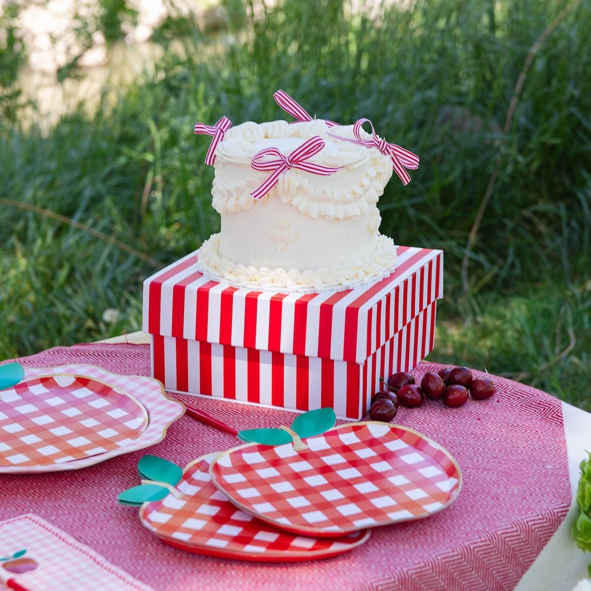 Cherry Red Cabana Stripe Display Box Risers