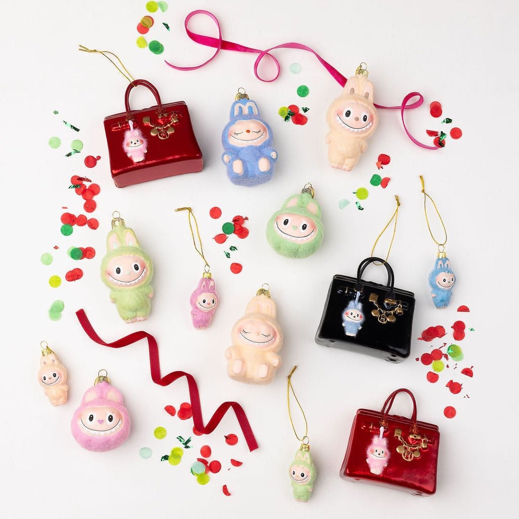 Mini Fuzzy Monster Labubu-Inspired Glass Ornament by Cody Foster