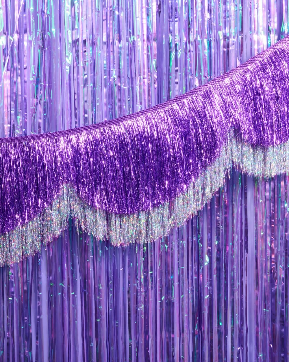 Purple & Silver Scallop Fringe Banner
