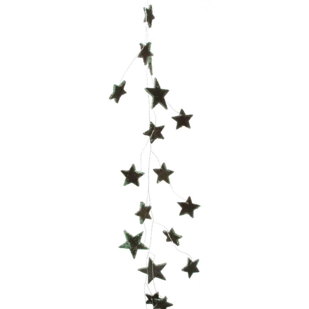 Dark Green Velvet Star Garland
