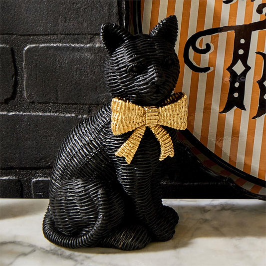 Wicker Black Cat Decoration