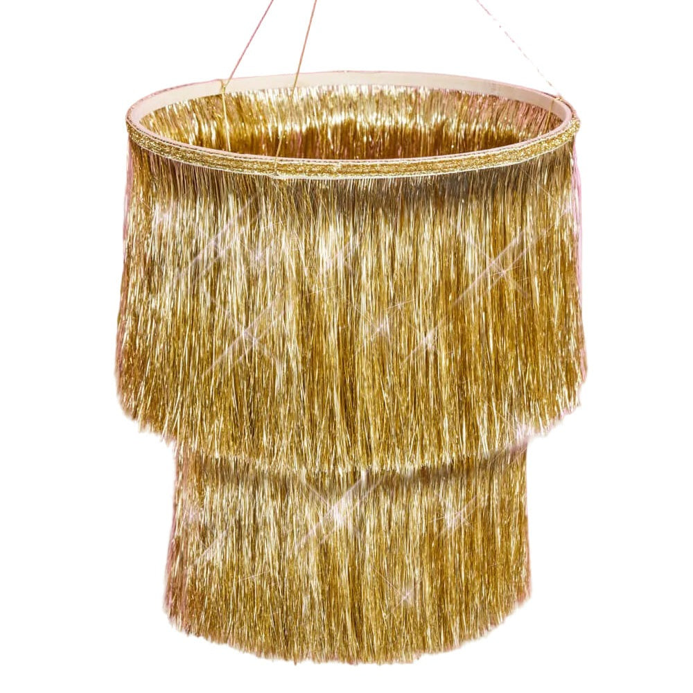 Gold Fringe Chandelier Decoration