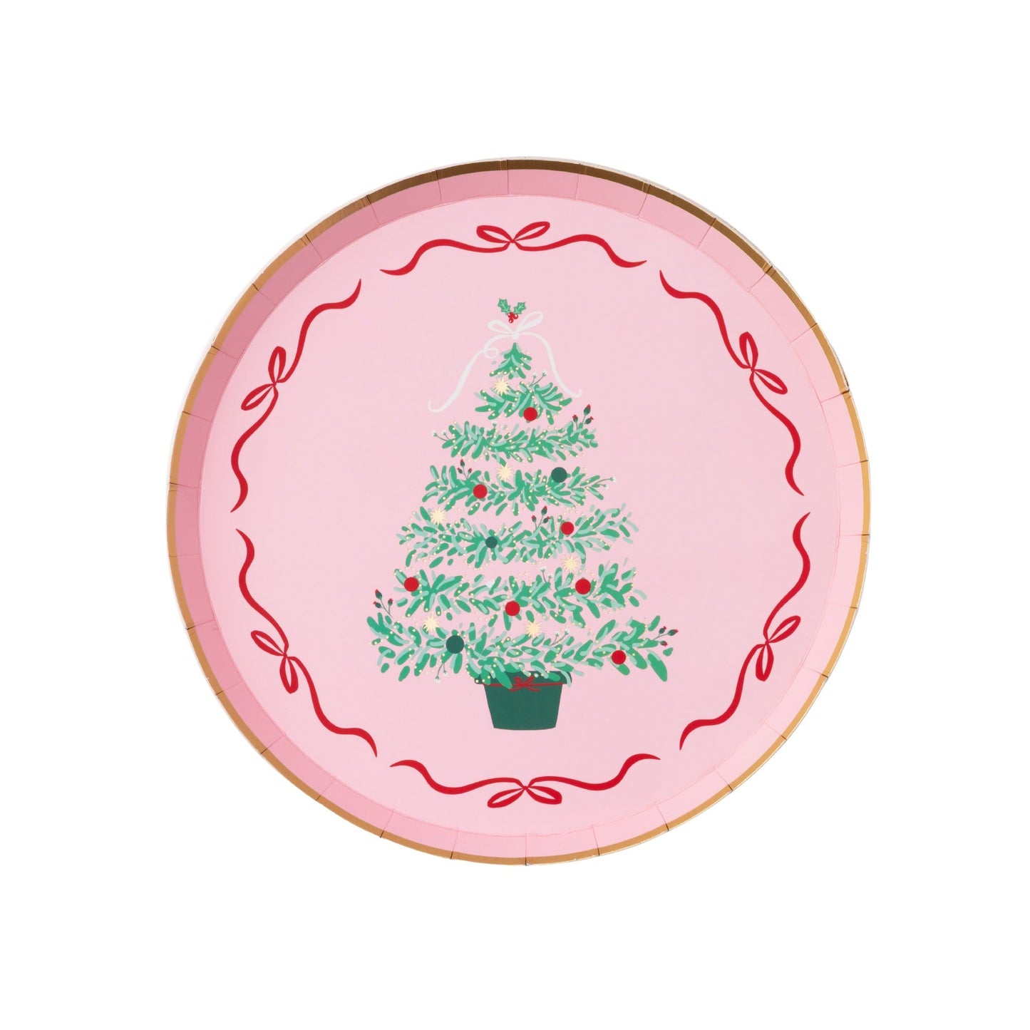 Pink Christmas Tree Dessert Plates