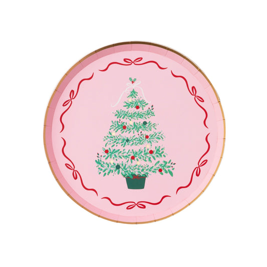 Pink Christmas Tree Dessert Plates
