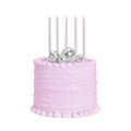 Iridescent Glitter Candles & Disco Ball Cake Topper Set