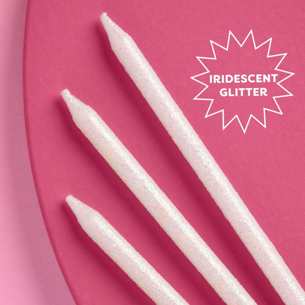 White Glitter Birthday Candles