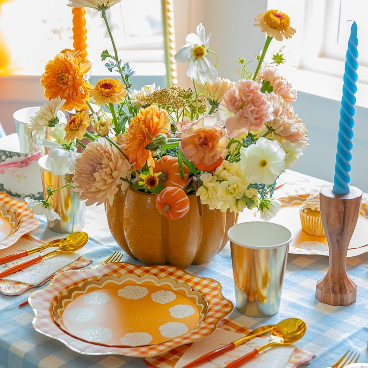 Orange Ceramic Pumpkin Pot