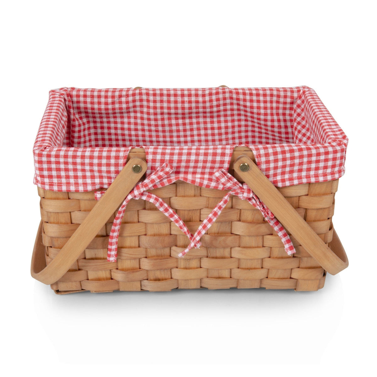White & Red Gingham Farmhouse Picnic Basket