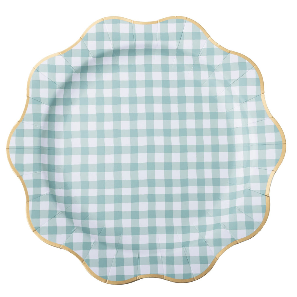Sage Green Gingham Dinner Plates