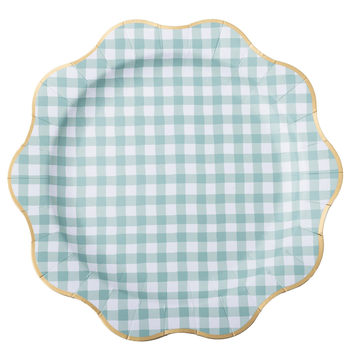 Sage Green Gingham Dinner Plates