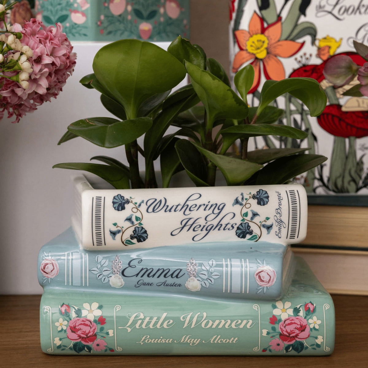 Pastel Classics Stacked Books Planter