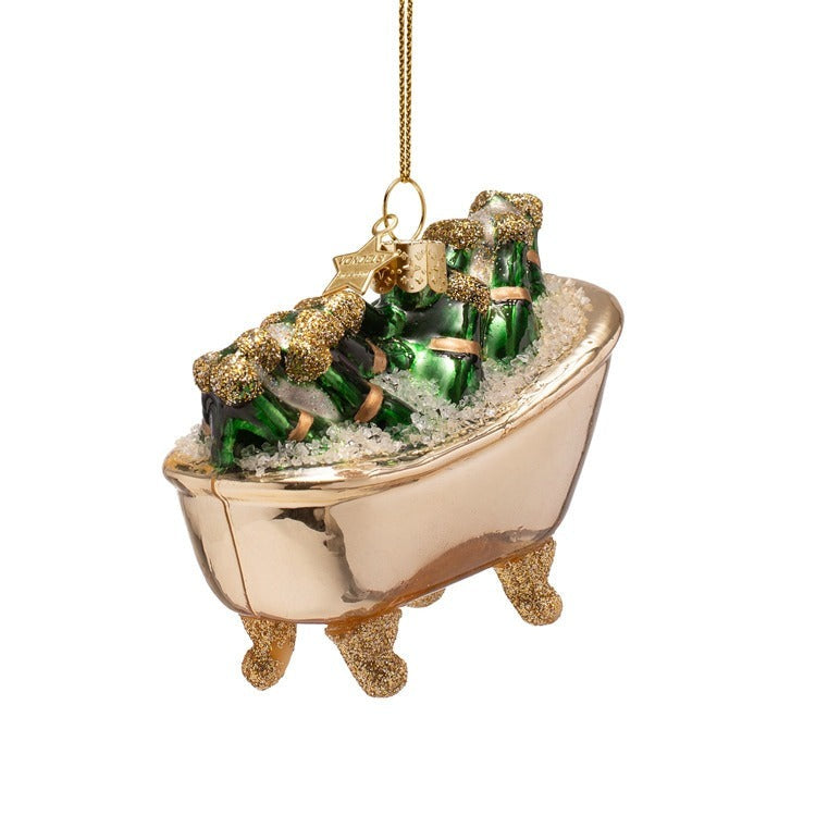 Champagne Bathtub Glass Ornament